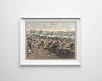 Batalla de Gettysburg Print - Vintage / Gran Arte Victoriano