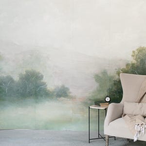 Summer Valley Mural Wallpaper -  Vintage Mural | Large Scenic Art
