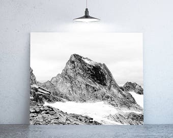 Mountain Peak Print - Black and White Nature Photography | Large Wall Art