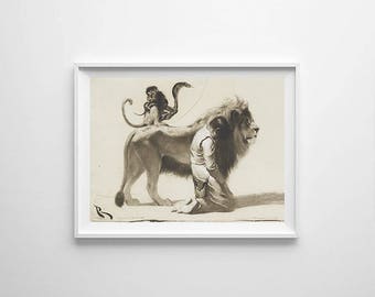 The Man & The Lion Print - Kids Room Wall Art