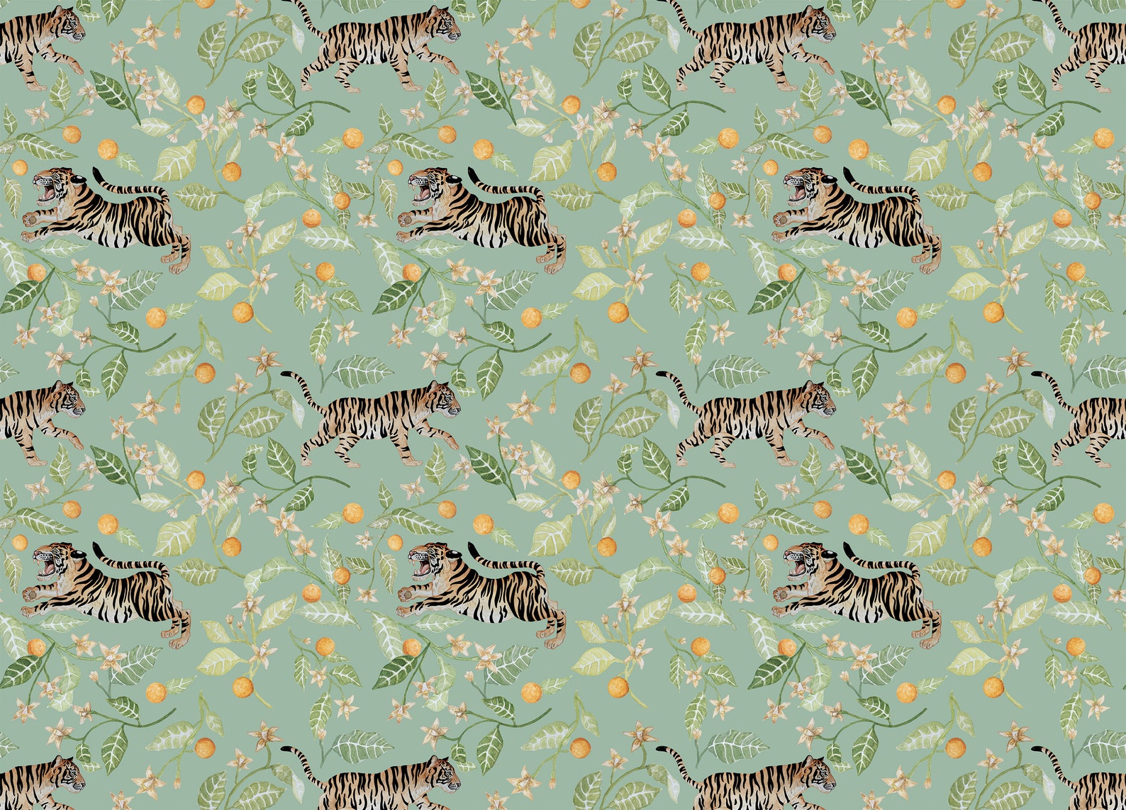 Tiger Wallpaper Jungle Wallpaper Tropical Wallpaper Jungle | Etsy