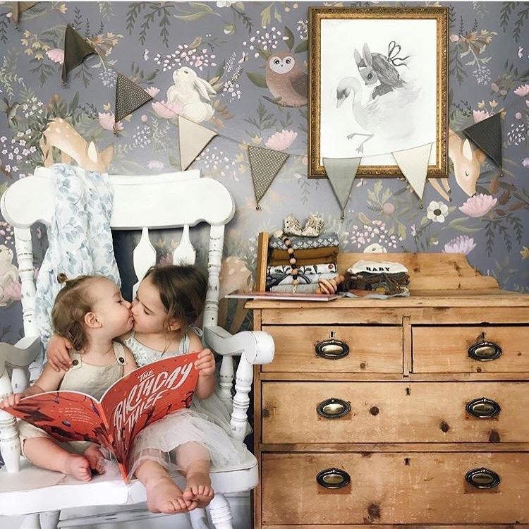 OH Deer Wallpaper Dark Forest Bunny Scene Mural Floral - Etsy Canada OH Deer Wallpaper Dark Forest Bunny Scene Mural Floral - Etsy Canada