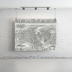 Mapa Paryża Merian Print - Wydruk Vintage | Duża sztuka ścienna