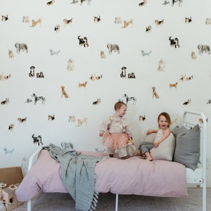 Dogs Wallpaper - Puppy Watercolor Wallpaper | Nursery