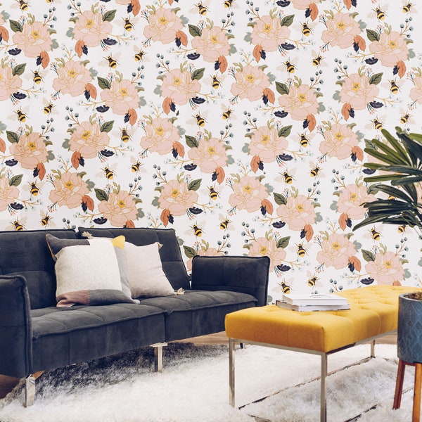 Honey Bees Wallpaper - Etsy