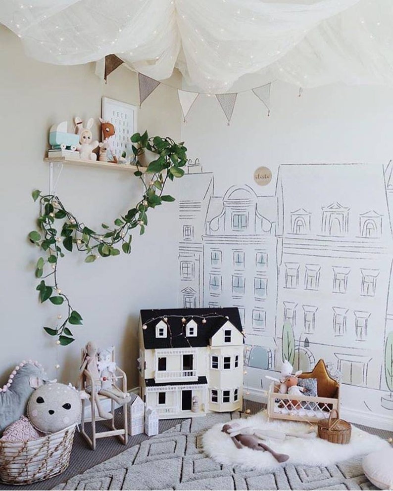 Parisian Street Mural Nursery Paris Wallpaper Paris Wall Etsy UK