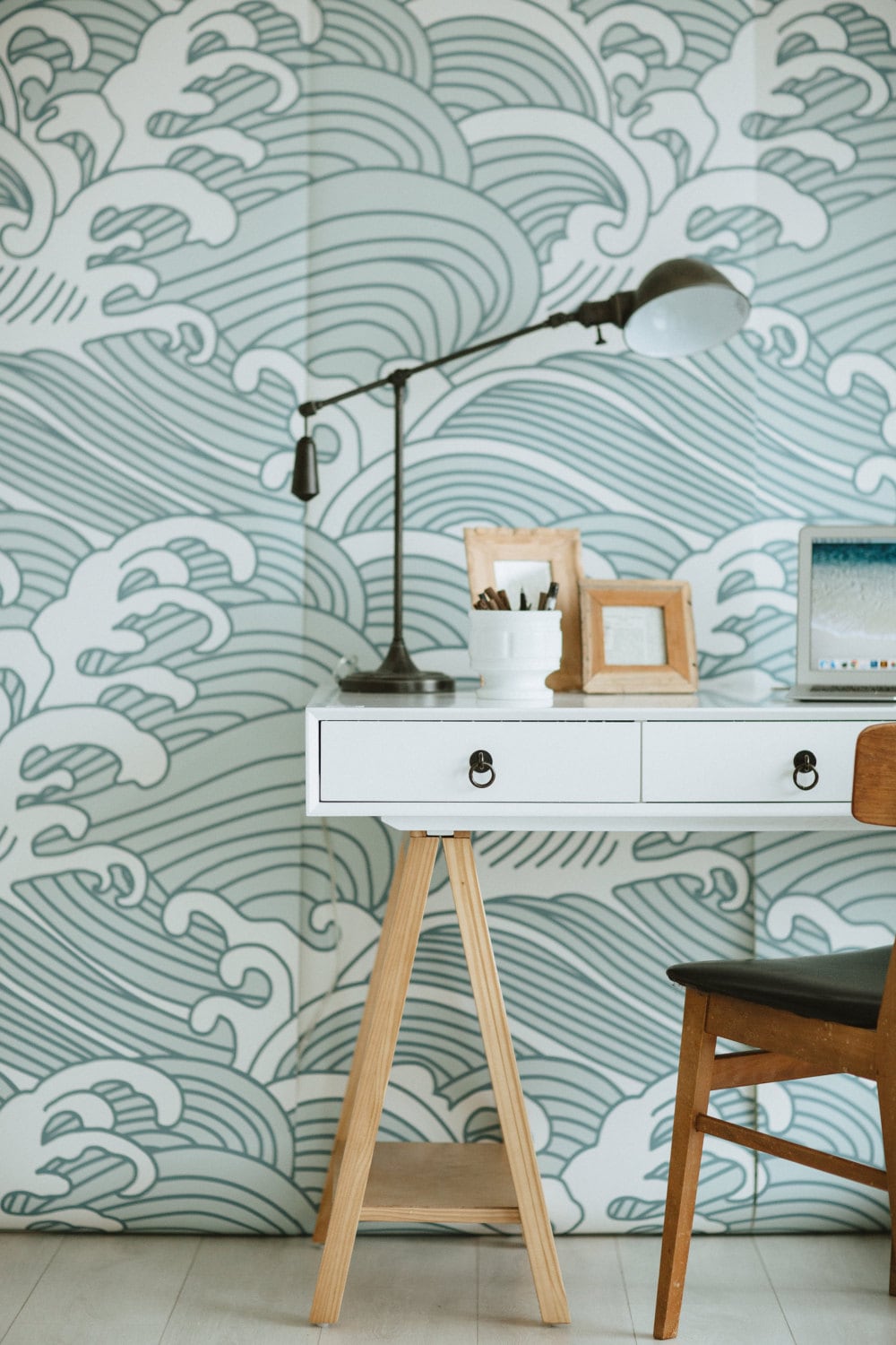 Bombora Wallpaper Blue Contemporary Mural Etsy