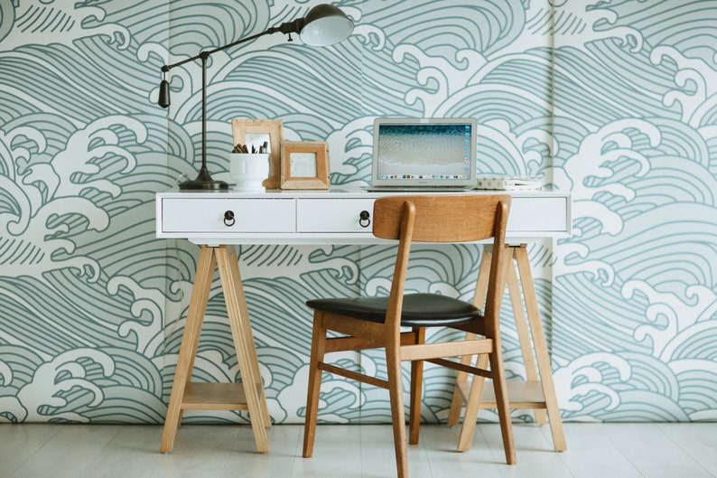 Bombora Wallpaper Blue Contemporary Mural image 5