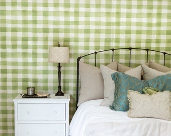 Gingham Wallpaper - Green Checkered Pattern
