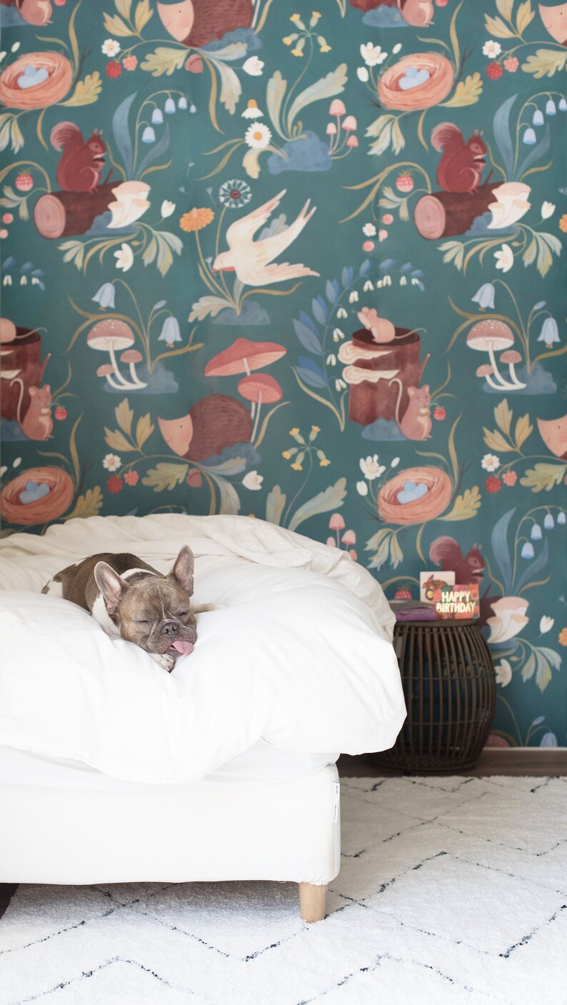 Mushroom Forest Mural Dark Nursery Animal Animal Bedroom Etsy Canada