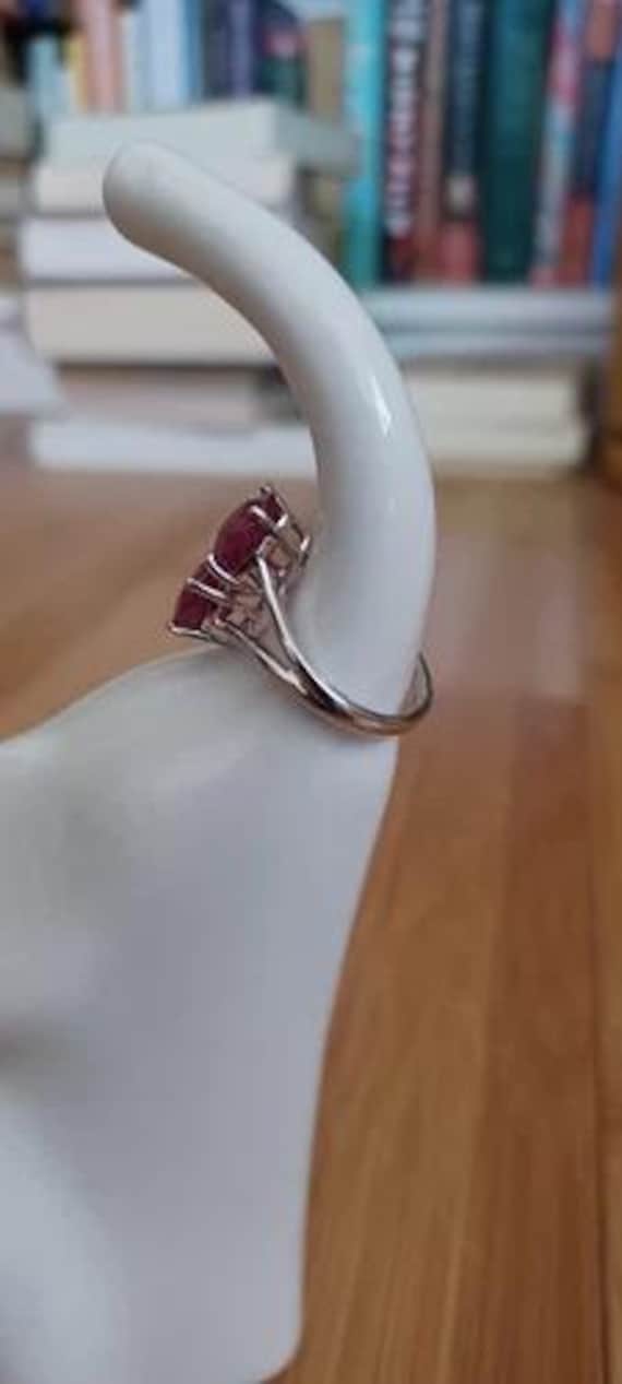 Solid 14K White Gold Ring, Madagascar Ruby, Size … - image 8