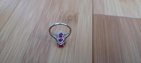 Solid 14K White Gold Ring, Madagascar Ruby, Size … - image 5