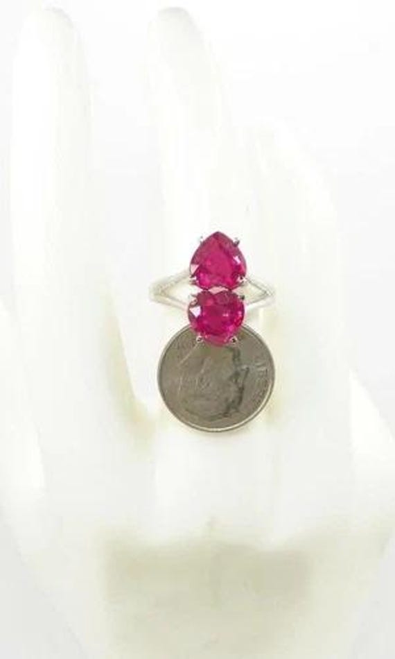 Solid 14K White Gold Ring, Madagascar Ruby, Size … - image 2