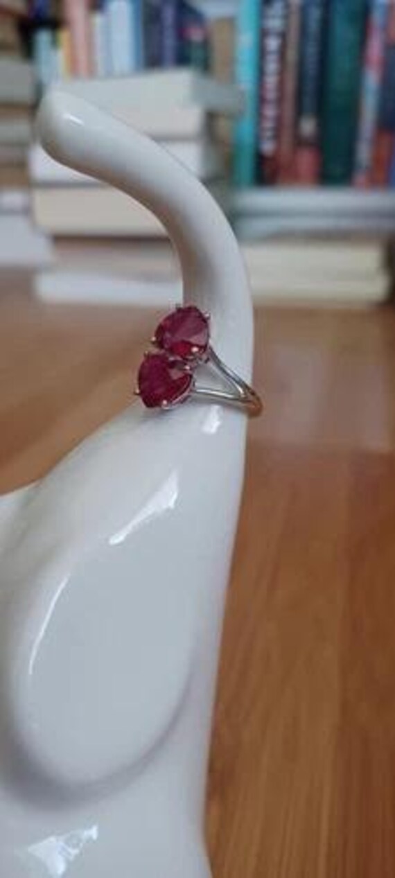 Solid 14K White Gold Ring, Madagascar Ruby, Size … - image 4