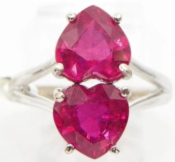 Solid 14K White Gold Ring, Madagascar Ruby, Size … - image 1
