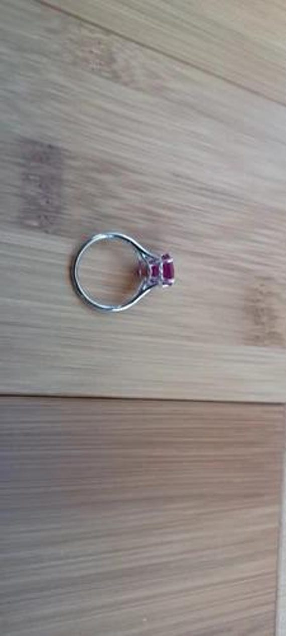Solid 14K White Gold Ring, Madagascar Ruby, Size … - image 3