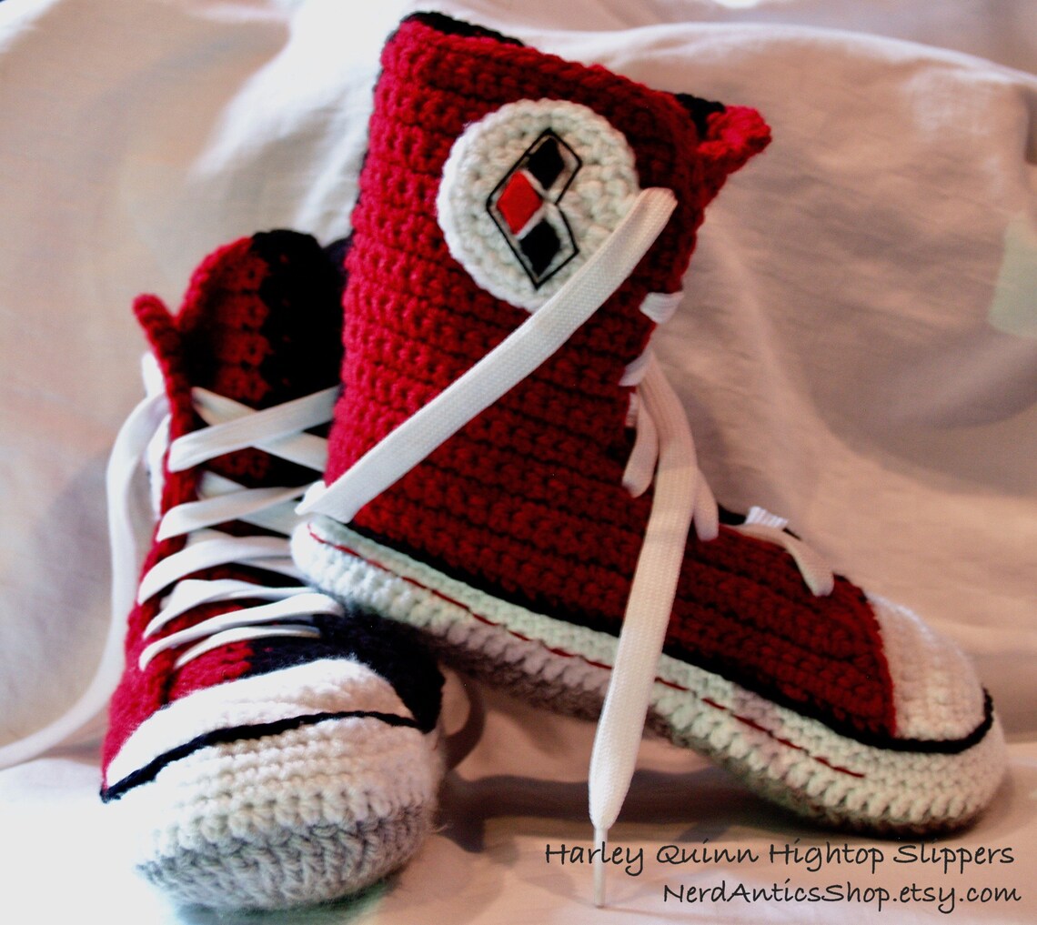 Harley Quinn Hightop Slippers Etsy