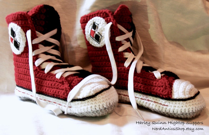 Harley Quinn Hightop Slippers Etsy