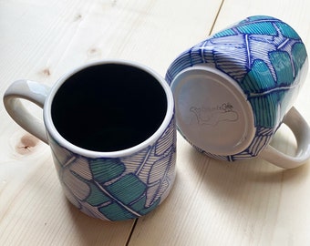 Ceramic Coffee or Tea Mug - Palm Tree Pattern