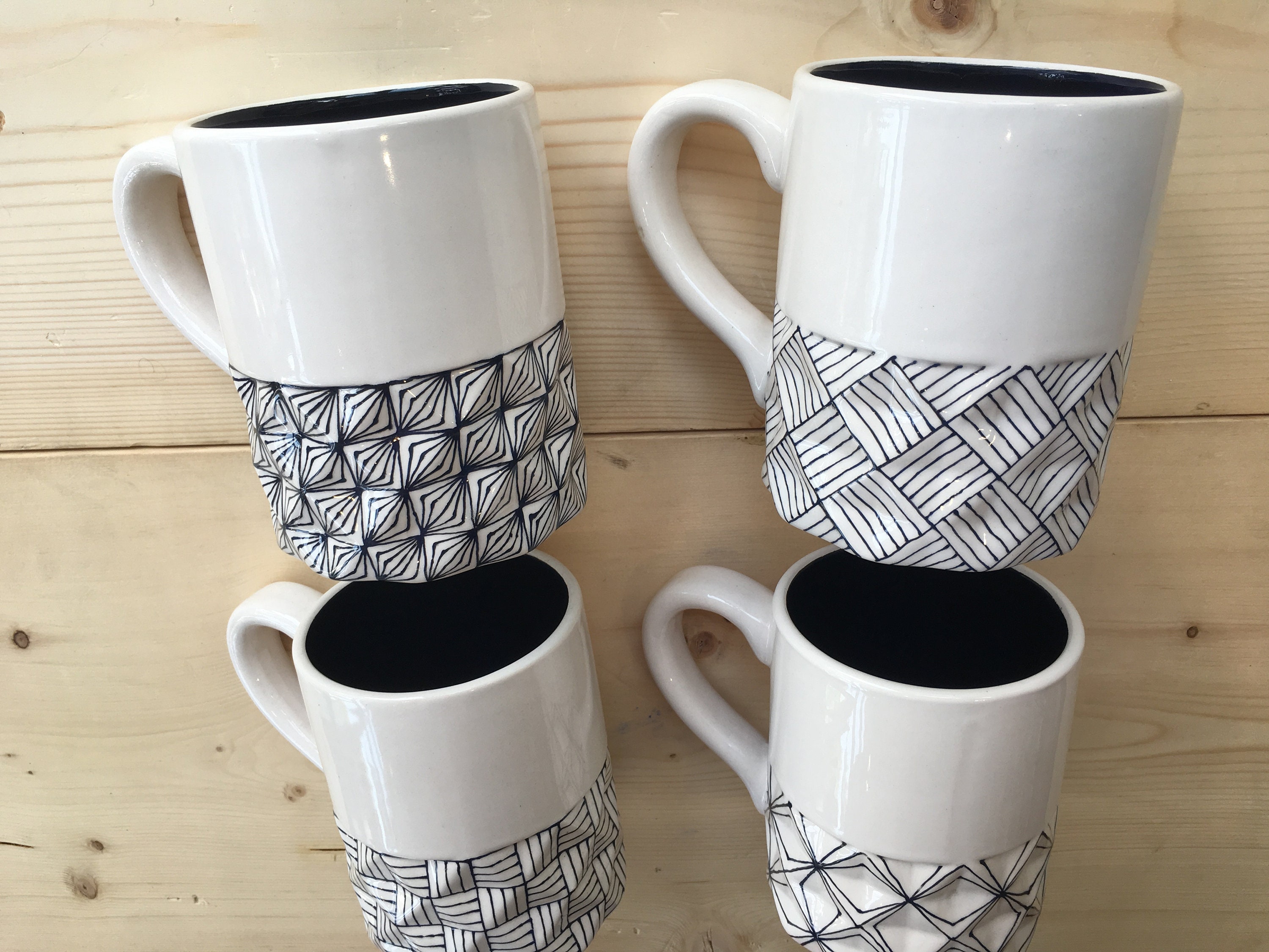 Large Ceramic Coffee or Tea Mug Faceted Geometric Mug Etsy
