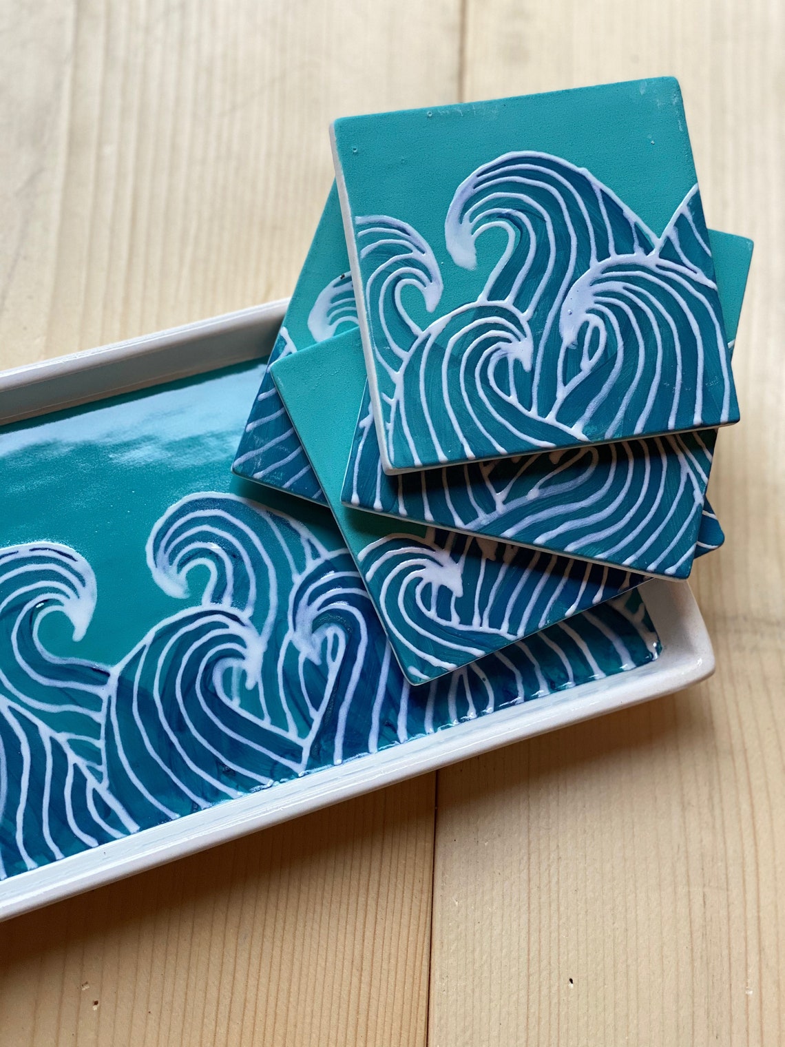 Wave Patterned Coaster Coasters - Wave Pattern - Etsy