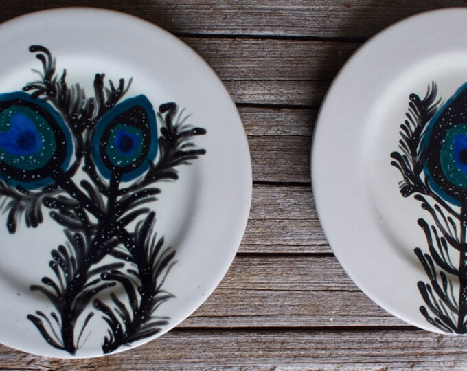 Peacock Salad/sandwich Plates, Set of 4 Etsy