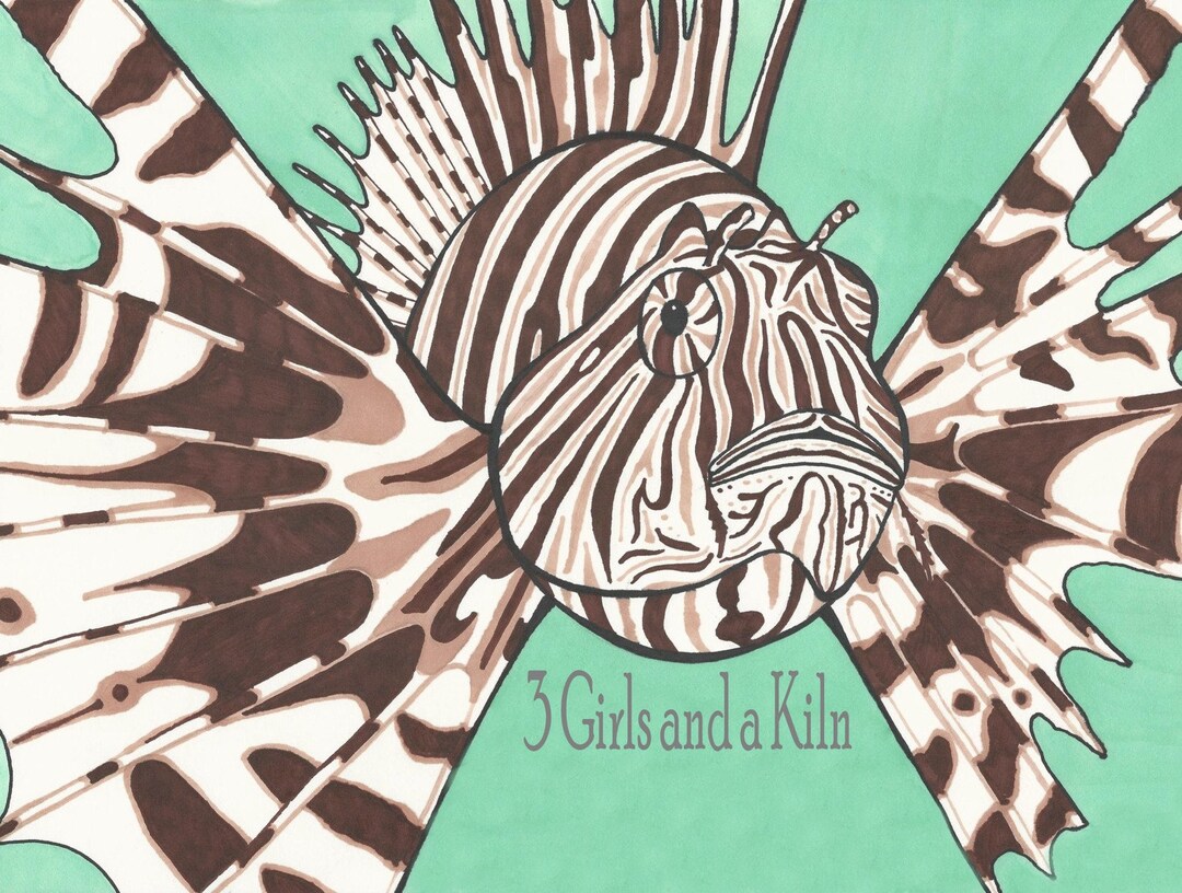 Cayman Lionfish Ink Drawing - Print - Etsy