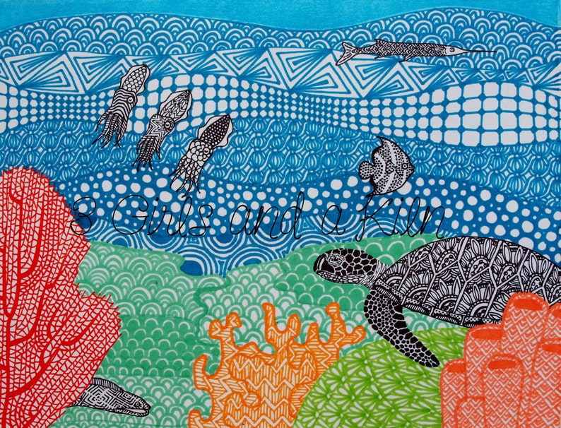 Underwater Zentangle , 11x14 Print Etsy