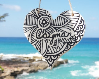 Ceramic Zentangle Cayman Heart