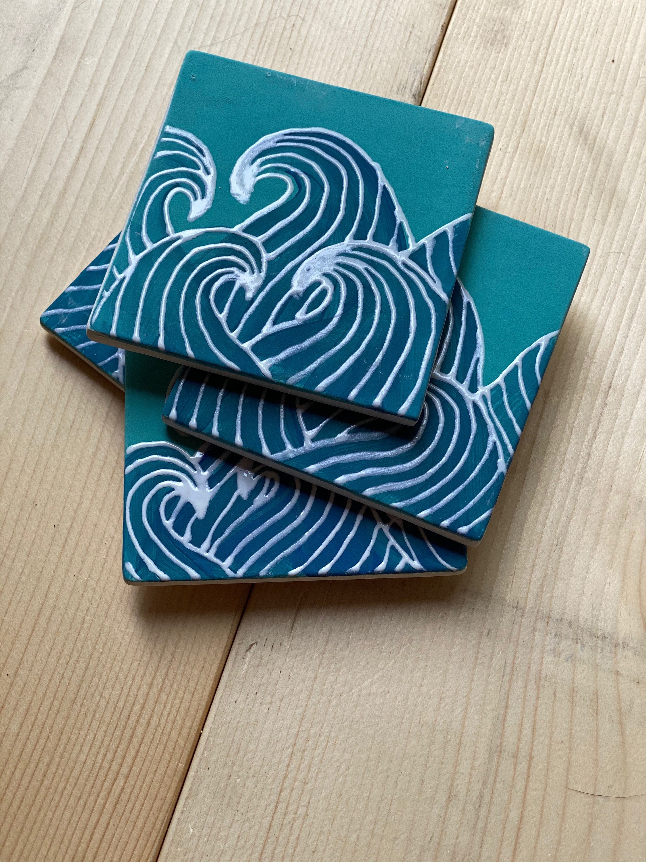 Wave Patterned Coaster Coasters - Wave Pattern - Etsy