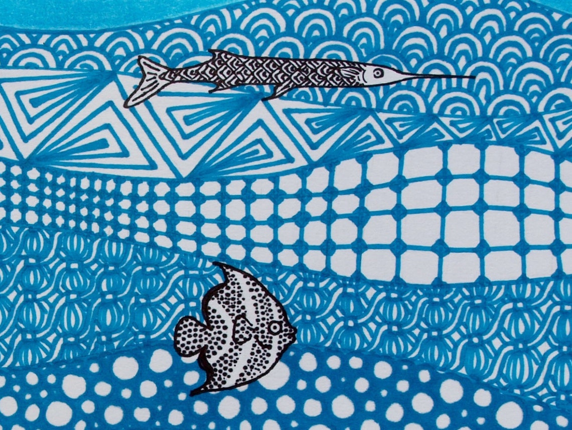 Underwater Zentangle , 11x14 Print Etsy