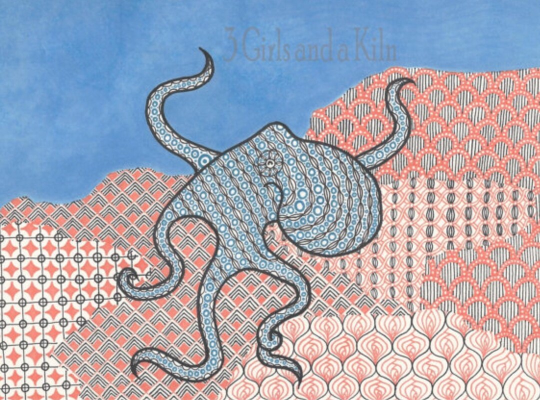 Cayman Octopus Zentangle Drawing W/ Ink - Print - Etsy