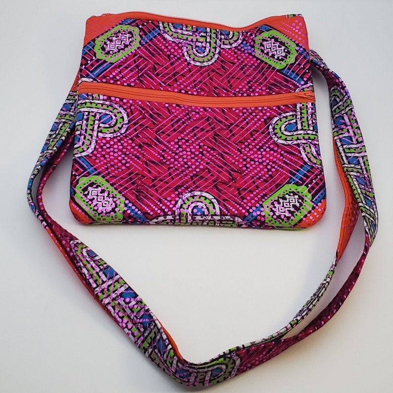 African Print Crossbody with Outer Pocket