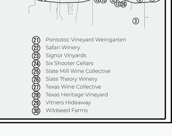 Fredericksburg, Texas Wineries and Vinyards Map Checklist 36