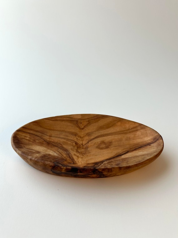 Small Oval Solid Warm Toned Wood Dish - Ring Holder