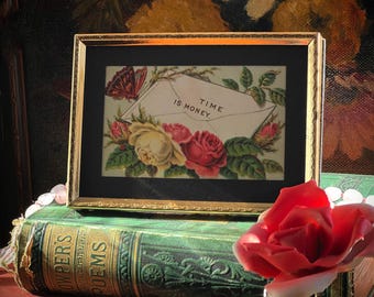 Victorian "Time is Money" Card in Mini Metal Frame