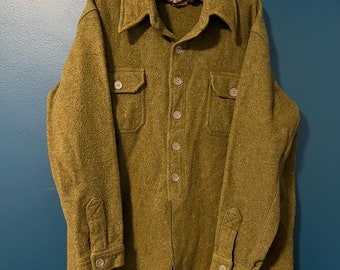 Modern XL - Olive Green 100% Virgin Wool Collared Jacket Faribo Brand