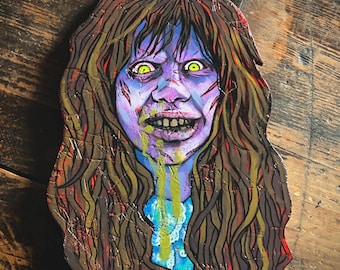 Regan MacNeil from The Exorcist Hand Painted on Wood Horror Head