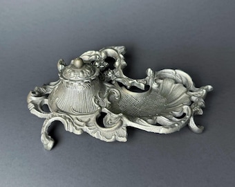 Silver Toned Inkwell - Art Nouveau Style