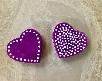 Happy Healing Heart Magnet, Hand Painted Magnets, Peaceful Yoga Magnets, Purple polka dot magnets, Ceramics, Healing Heart, Mother’s Day