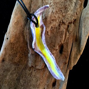 Iris Ceramic Necklace, Hand Painted, Yoga Inspired Ceramic Iris Wave Necklace, Iris Flower Necklace, Pendant, Spiritual, One of a Kind Iris