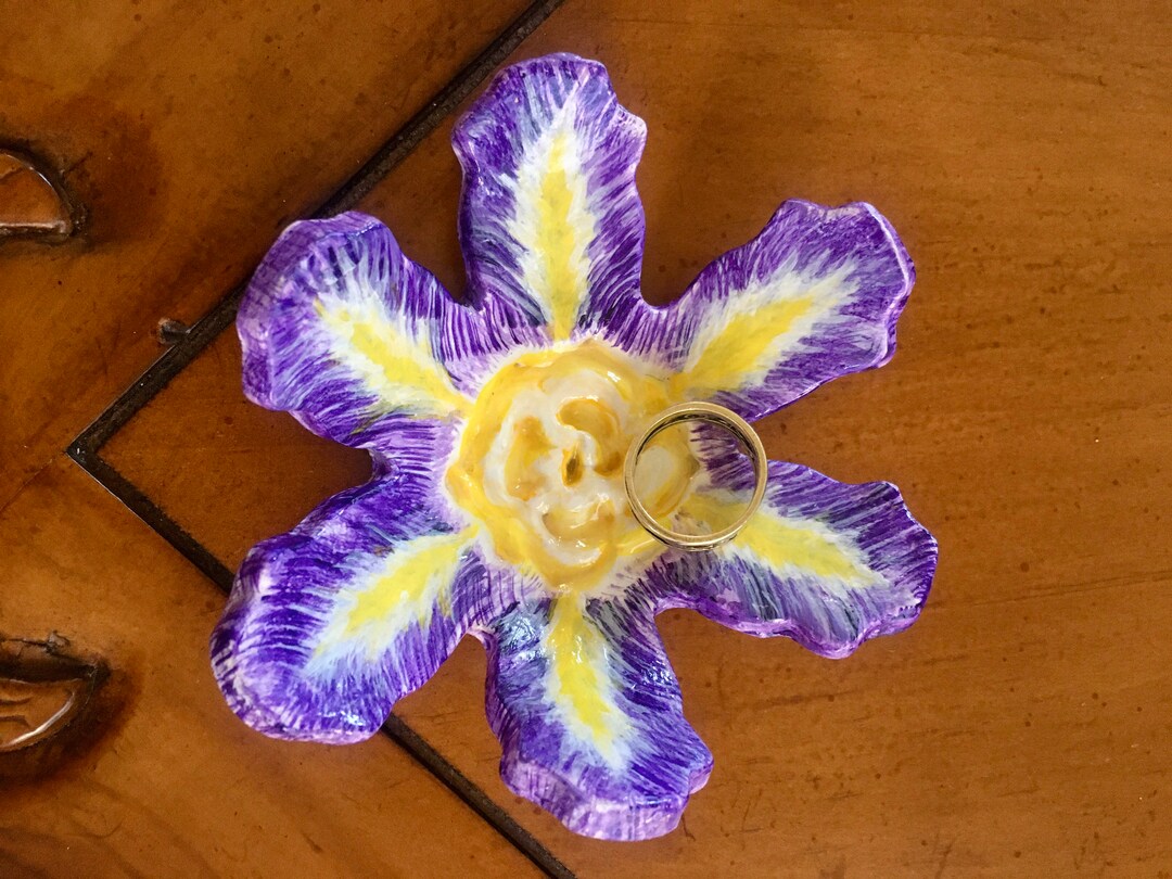 Ceramic Flower, Handmade Flower Ring Dish, Ceramic Flower Ring Dish