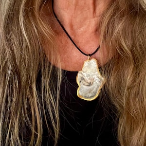 Natural Shell Pendant Necklace: Vegan Silicone Cord, Beach Jewelry