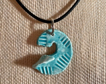 Ceramic Wave Necklace, Beach Necklace, Wave Necklace, Ceramic, Ceramics, Yoga Necklace, Calming Peaceful Beach Necklace, Waves, Turquoise