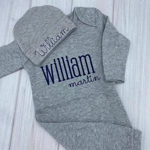 Personalized Newborn Coming Home Outfit, Baby boy coming home outfit, Personalized Baby Boy Sleeper Gown, Baby Gifts, Baby Boy Gown set