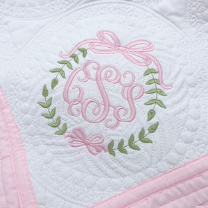 Personalized baby blanket, Embroidered baby quilt blanket, Monogrammed baby blanket, Baby shower gift, Baby girl quilt blanket image 1