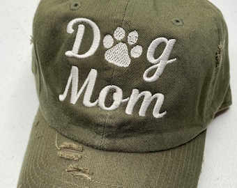 Dog Mom Hat, Dog Lover Baseball Hat, Distressed Dog Mom Cap