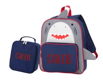 shark backpack and lunchbox