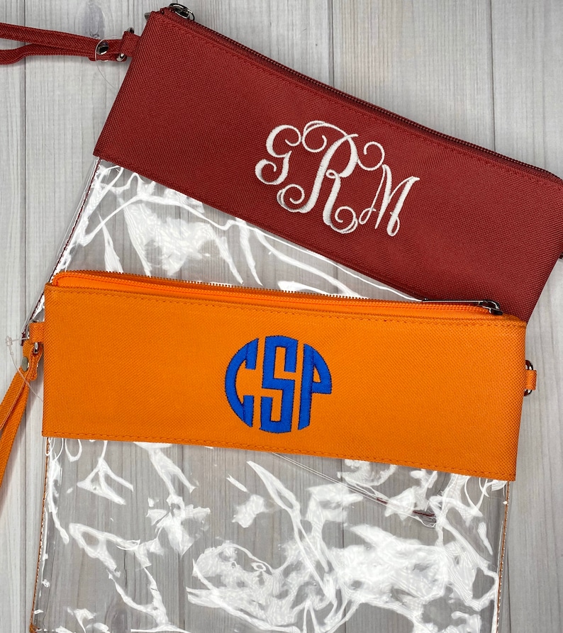 Monogrammed Clear Stadium Bag Custom Clear Zipper Pouch Etsy