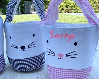 Personalized Easter Basket, Easter Bunny Bucket, Monogram Easter basket, Bow tie Checker Easter Bunny Bucket